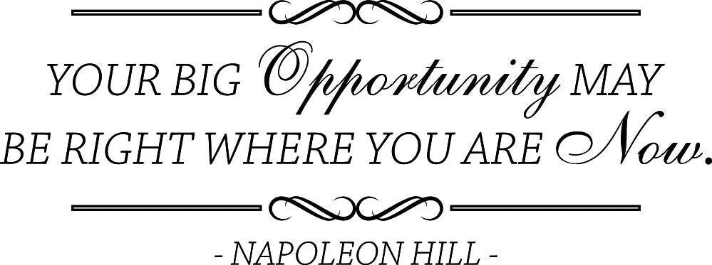 Your Big Opportunity Napoleon Hill Vinyl Decal Wall Sticker Decor Quote – Motivational Wall Murals