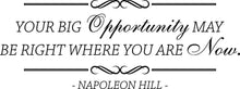 Load image into Gallery viewer, Your Big Opportunity Napoleon Hill Vinyl Decal Wall Sticker Decor Quote – Motivational Wall Murals