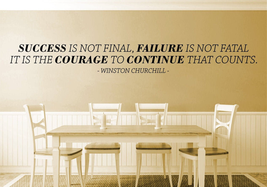 Success Is Not Final Failure Is Not Fatal Winston Churchill Vinyl Decal Wall Sticker Decor Quote – Motivational Wall Murals