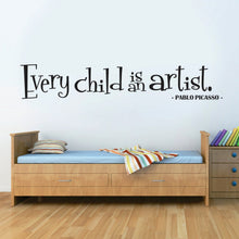 Load image into Gallery viewer, Picasso Every Child Is An Artist Wall Decal New Quote Design Vinyl Sticker Decor – Motivational Wall Murals