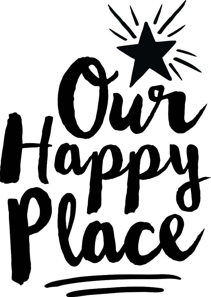 Our Happy Place Inspiring Vinyl Decal Wall Sticker Decor Quote – Motivational Wall Murals, Wall Decal for Living Room Family Decor