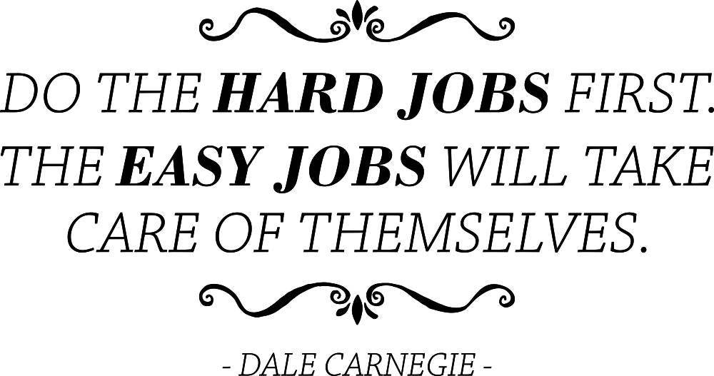 Do The Hard Jobs First Dale Carnegie Vinyl Wall Sticker Decor Quote Motivational Murals Vinyl Stickers Inspirational