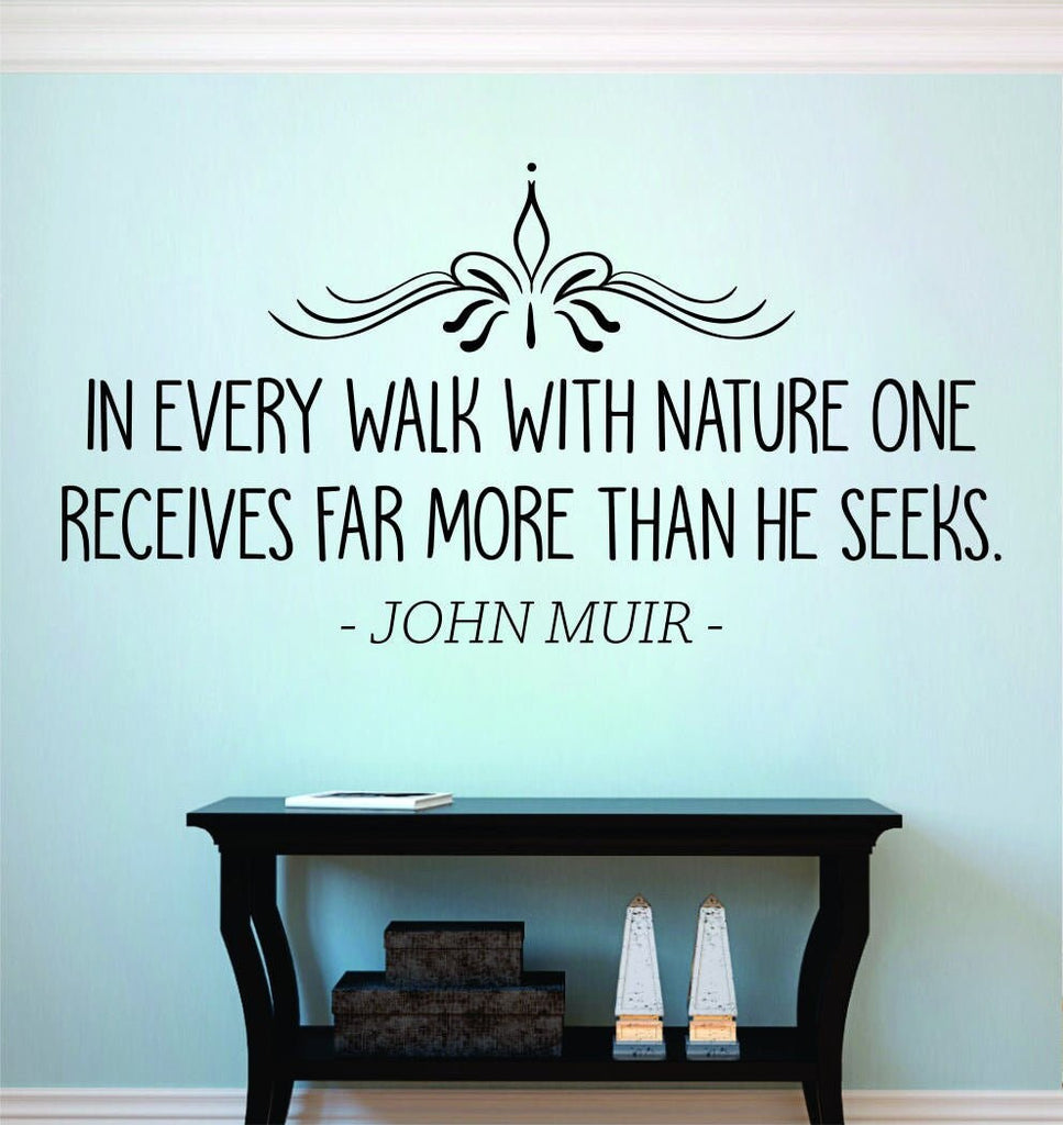 John Muir In Every Walk With Nature Vinyl Decal Wall Sticker Decor Quote – Motivational Wall Murals