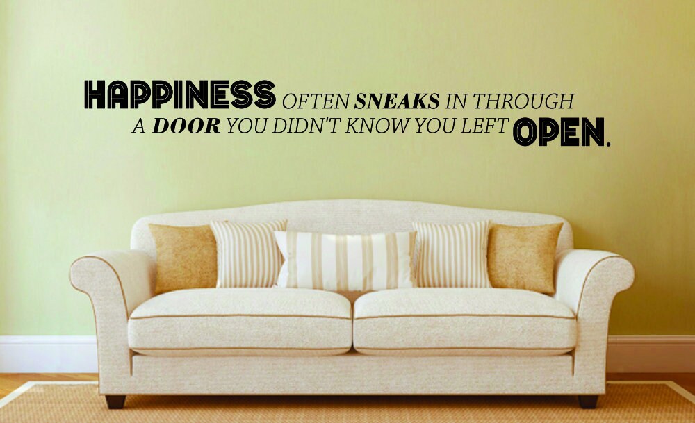 Happiness Often Sneak In Through A Door Inspirational Vinyl Wall Décor Motivational Murals inspirational wall decals