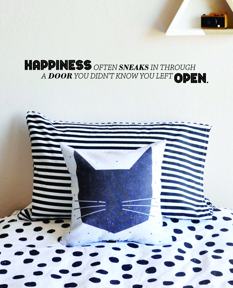 Happiness Often Sneak In Through A Door Inspirational Vinyl Wall Décor Motivational Murals inspirational wall decals