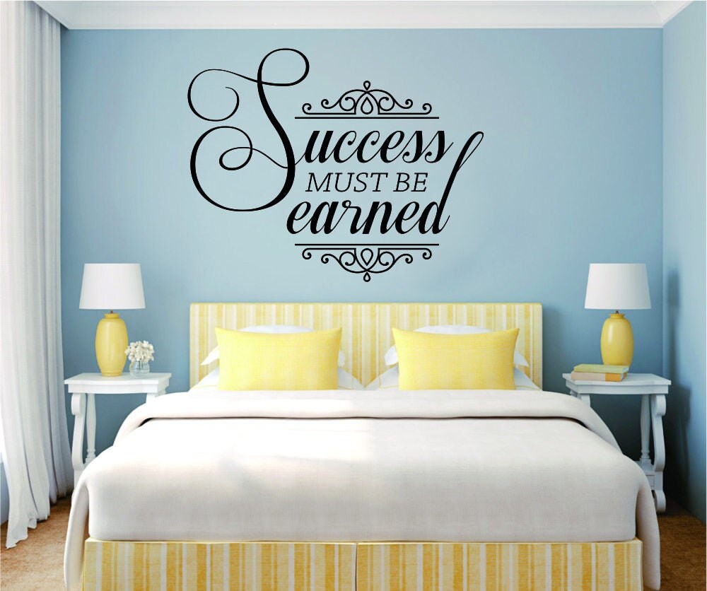 Success Must Be Earned Motivational Vinyl Decal Wall Sticker Decor Quote – Motivational Wall Murals