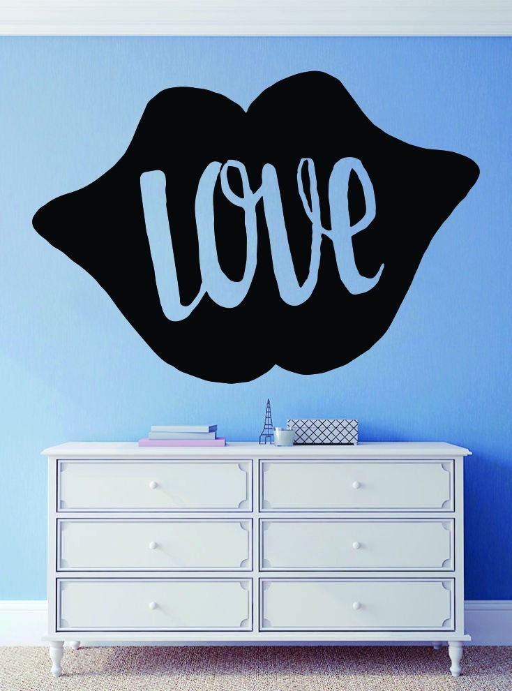 Love Lips Vinyl Decal Wall Sticker, Love Wall Decal Sticker-Love Lips Decoration Mural-Decal Stickers and Mural for Kids Boys Room
