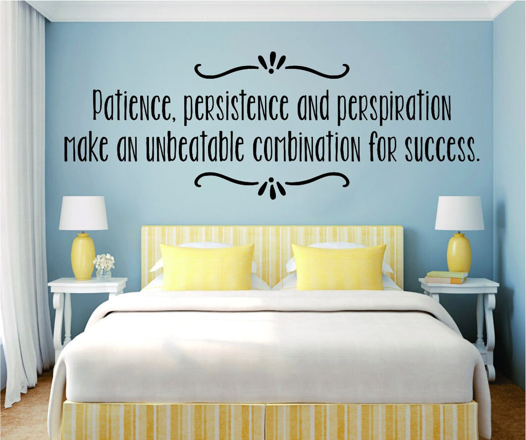 Patience Persistence And Perspiration Vinyl Decal Wall Sticker Decor Quote – Motivational Wall Murals