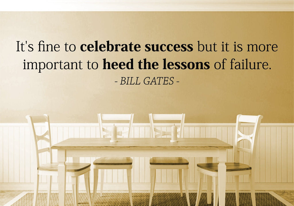 Its Fine To Celebrate Success Bill Gates Vinyl Decal Wall Sticker Decor Quote – Motivational Wall Murals
