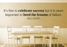 Load image into Gallery viewer, Its Fine To Celebrate Success Bill Gates Vinyl Decal Wall Sticker Decor Quote – Motivational Wall Murals