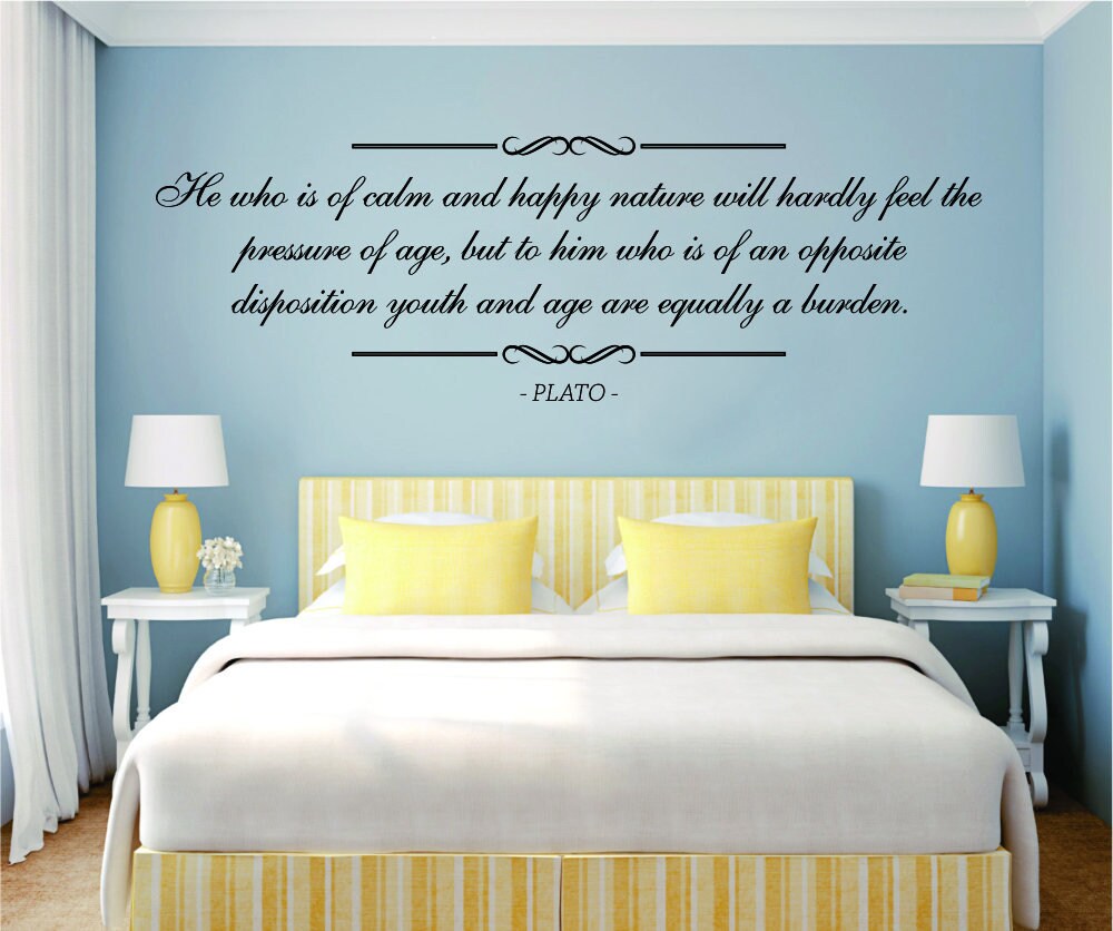 He Who Is Of Calm And Happy Plato Vinyl Decal Wall Sticker Decor Quote – Motivational Wall Murals