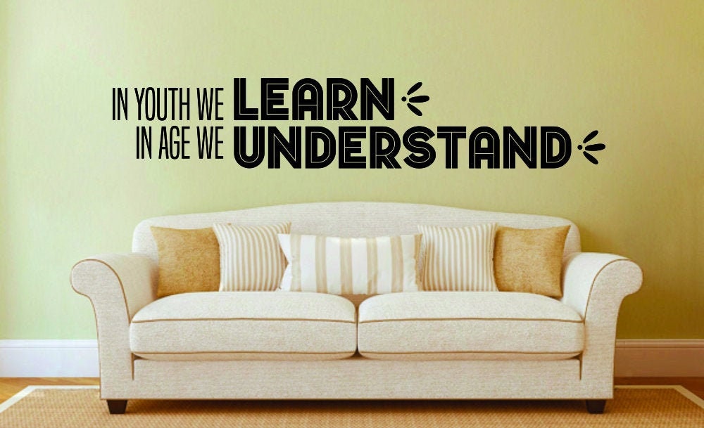 In Youth We Learn Vinyl Decal Wall Sticker Decor Quote – Motivational Wall Murals