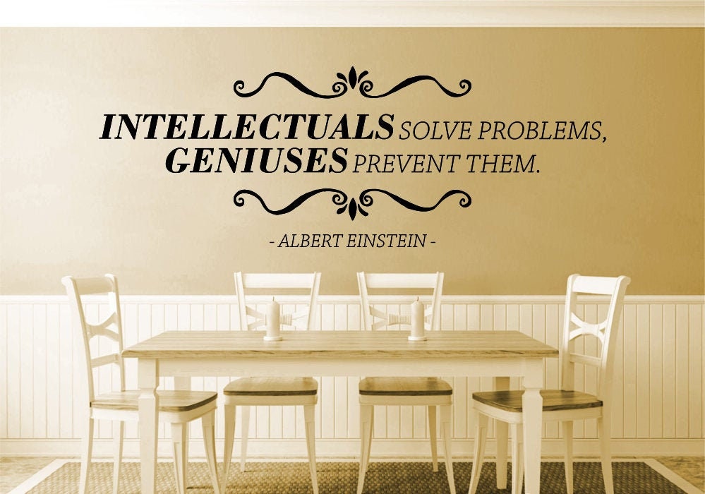 Intellectuals Solve Problems Albert Einstein Vinyl Decal Wall Stickers Motivational Murals Stickers Inspirational Quotes