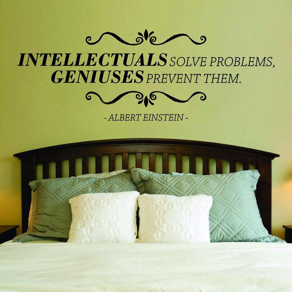 Intellectuals Solve Problems Albert Einstein Vinyl Decal Wall Stickers Motivational Murals Stickers Inspirational Quotes
