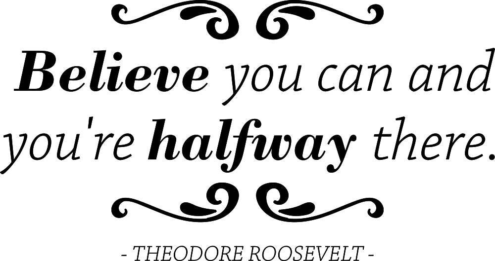 Believe You Can Theodore Roosevelt Vinyl Decal Wall Sticker Decor Quote – Motivational Wall Murals