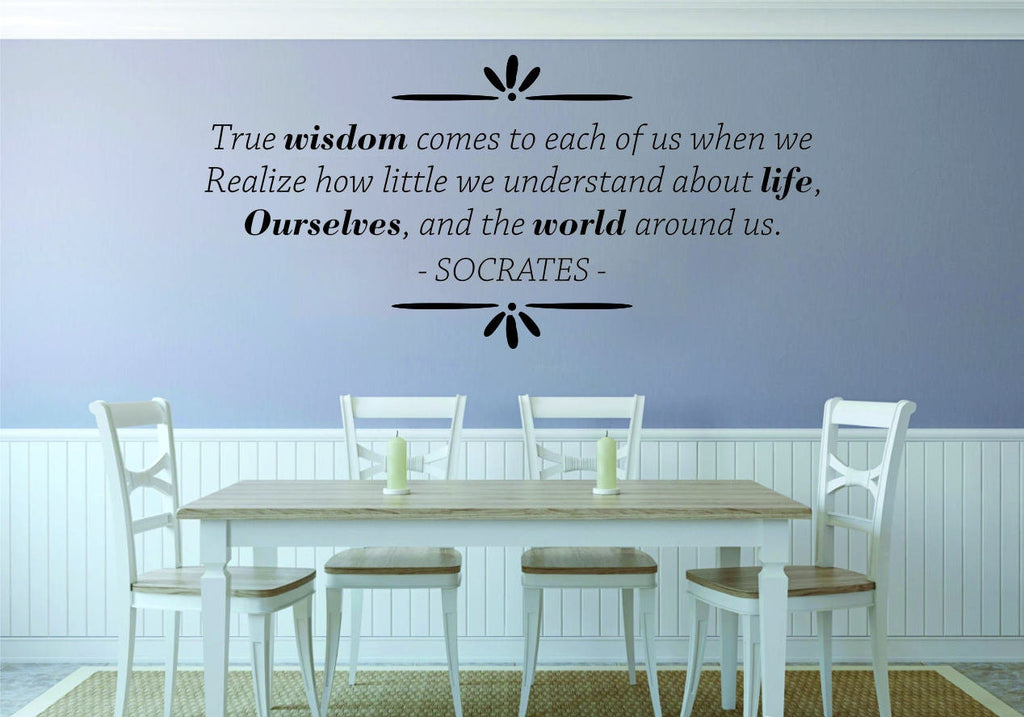 Socrates True Wisdom Comes To Each Of Us Vinyl Decal Wall Sticker Decor Quote – Motivational Wall Murals