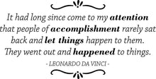 Load image into Gallery viewer, It Had Long Since Come To My Attention Leonardo Da Vinci Vinyl Decal Wall Sticker Decor Quote – Motivational Wall Murals