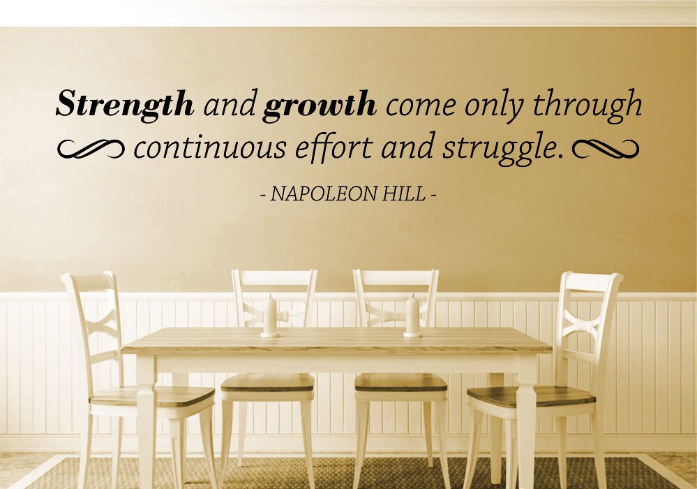 Strength And Growth Napoleon Hill Vinyl Decal Wall Sticker Decor Quote – Motivational Wall Murals