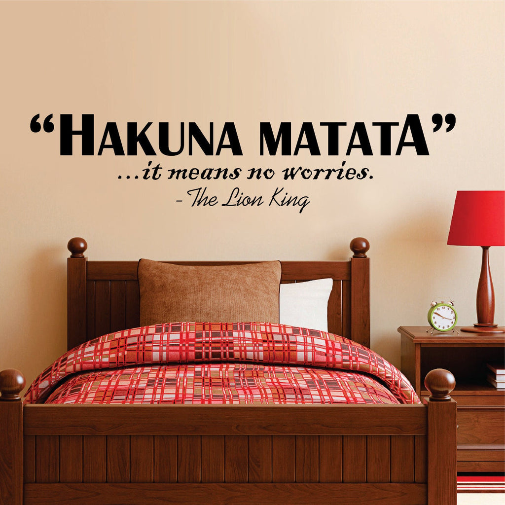 Hakuna Matata It Means No Worries Wall Decal Lion King Poster, Sign Disney Quote Vinyl Sticker Gift Decor Wall- living room decor Quote