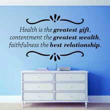 Load image into Gallery viewer, Health Is The Greatest Gift Vinyl Decal Wall Sticker Decor Quote – Motivational Wall Murals