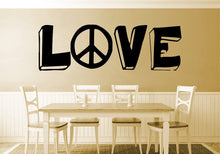 Load image into Gallery viewer, Love Peace Sign Typography Vinyl Decal Wall Sticker Décor Quote Wall Decals Quotes Sayings Inspirational Wall Art Motivational Wall Murals