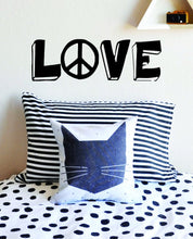 Load image into Gallery viewer, Love Peace Sign Typography Vinyl Decal Wall Sticker Décor Quote Wall Decals Quotes Sayings Inspirational Wall Art Motivational Wall Murals