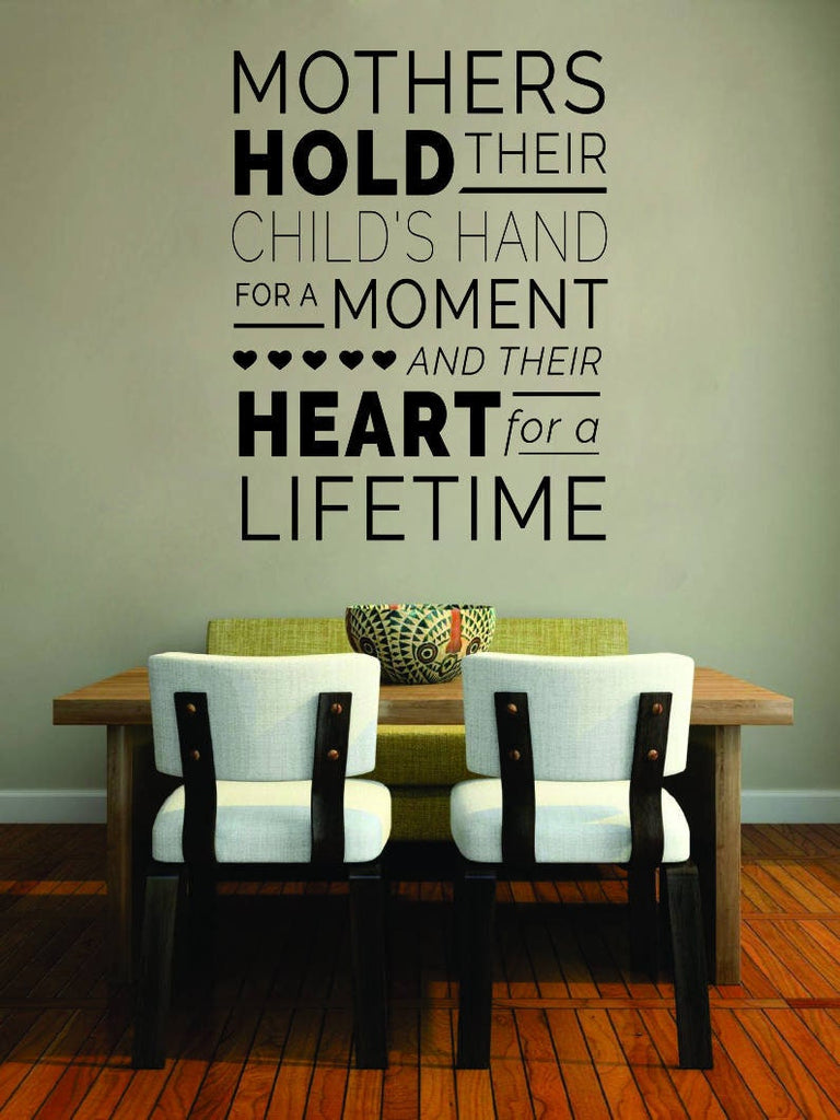 Mothers Hold Their Childrens Hand Inspiring Vinyl Decal Wall Sticker Decor Quote – Motivational Wall Murals, decorations for bedroom women