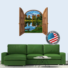 Load image into Gallery viewer, 3D Effect Window Frame Wall Decal with River View. Nature Wall Decor. Woodland Wall Mural. Lake View Wall Sticker. Forest Wall Decal Sticker