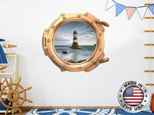 Load image into Gallery viewer, Nautical Porthole Wall Decal. Lighthouse Vinyl Sticker Murals. Nautical Theme Removable Decoration. Peel and Stick. Sea Bedroom Decor NT45