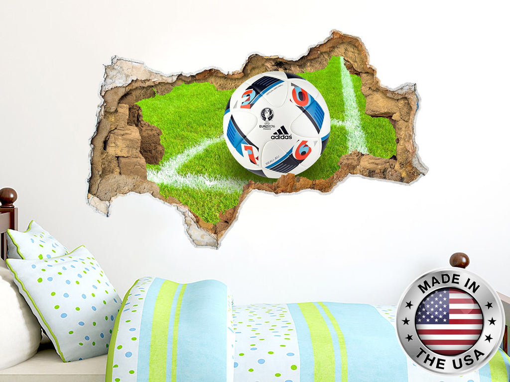 3D Football Wall Decal. Sport Vnyl Sticker Decals. Ball Wall Mural. Football Boys Bedroom Decor. Football Above Bed. Peel and Stick NT50