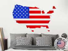 Load image into Gallery viewer, American Flag Wall Decal. American Vnyl Sticker Murals. Patriotic Wall Decals. Bedroom Decor. American Flag Above Bed. Peel and Stick NT51