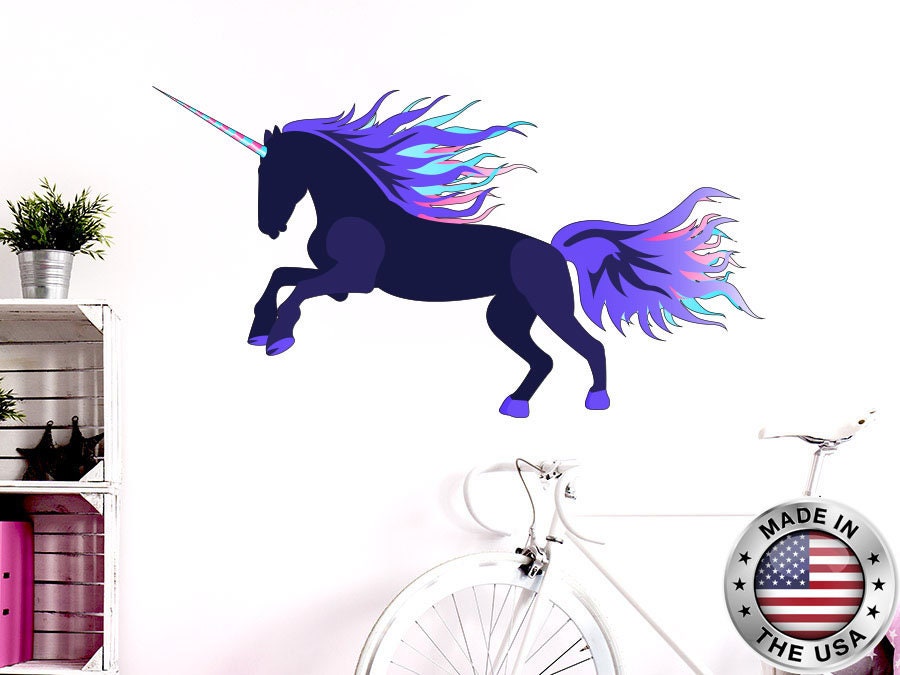 Unicorn Wall Decal. Unicorn Vinyl Sticker Murals. Unicorn Removable Decals. Unicorn Above Crib Decals. Girl Bedroom Decor. Unicorn Gift NT54