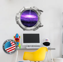 Load image into Gallery viewer, Space Wall Decal Kids Room. Porthole Wall Mural Boy Bedroom. Galaxy View Sticker. Stars Wall Decal. Space Decor. 3D Porthole Window LP2