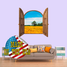 Load image into Gallery viewer, 3D Window Frame Wall Decal. Safari Wall Decal Kids. Nature View Wall Mural. Large Wall Sticker. Giraffe Wall Decal Kids. Africa Wall Decor