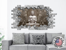 Load image into Gallery viewer, Buddha Wall Sticker. Hole in the Decals. Yoga Studio Wall Decor. Buddha Statue Murals. Buddha Removable Decal. Buddha Boho Above Bed NT67