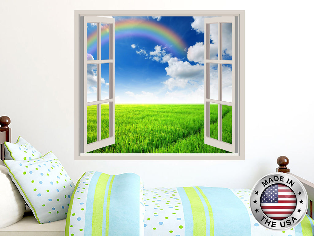 Nature Wall Decal. Clouds and Rainbow Vinyl Sticker Murals. Nature Window Decor. Nature Removable Decal. Nature Nursery Bedroom Decor NT64