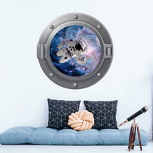 Load image into Gallery viewer, 3D Astronaut Wall Decal. Space Window Vinyl Sticker Murals. Porthole Removable Decoration. Peel and Stick. Space Boys Bedroom Decor NT5