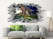 Load image into Gallery viewer, 3D T-Rex Dinosaur Hole in the Decals. Jurassic World Vinyl Sticker Murals. Dino Window Removable Decals. Dinosaur Nature Bedroom Decor NT17
