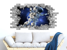 Load image into Gallery viewer, Astronaut Hole in the Decals. Outer Space Vinyl Sticker Murals. Cosmonaut Galaxy Removable Decals. Space Above Bed. Boys Bedroom Decor NT21