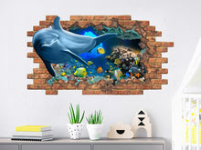 Load image into Gallery viewer, Dolphin Wall Sticker. Nautical Hole in the Decals. Undersea World Vinyl Sticker. Sea Ocean Fish Wall Mural. Nautical Nursery Room Decor NT25