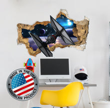 Load image into Gallery viewer, 3D Hole in the Wall Mural - Outer Space Wall Decal Kids - Spaceship Wall Decal Boy - Space Shuttle Wall Decor Nursery - Galaxy Wall Sticker