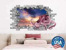 Load image into Gallery viewer, Octopus Wall Sticker. Nautical Hole in the Decals. Sea Ocean Vinyl Sticker. Tentacles Fish Deep Wall Murals. Octopus Bathroom Decor NT33