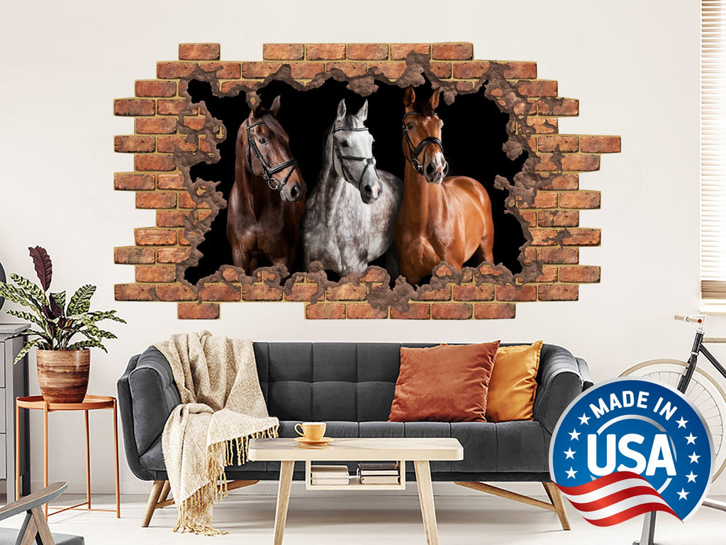 Horse Wall Decal. Animals Vinyl Sticker Murals. Hole in the Decals. Window Removable Decals. Horse Gifts. Horse Above Bed Bedroom Decor NT35