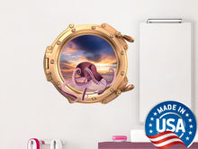 Load image into Gallery viewer, Octopus Porthole Wall Decal. Tentacles Fish Vinyl Sticker Murals. Nautical Theme Removable Decoration. Peel and Stick. Sea Bathroom NT39