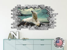 Load image into Gallery viewer, Polar Bear Hole in the Decals. White Bear Vinyl Sticker Murals. Bear Animals Window Removable Decals. Polar Bear Above Bed Room Decor NT82