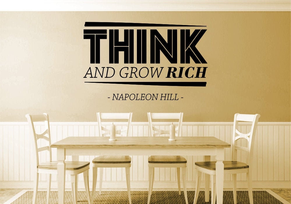 Think And Grow Rich Napoleon Hill Inspirational Stickers - Peel and Stick Inspirational Quotes - Inspirational Wall Art