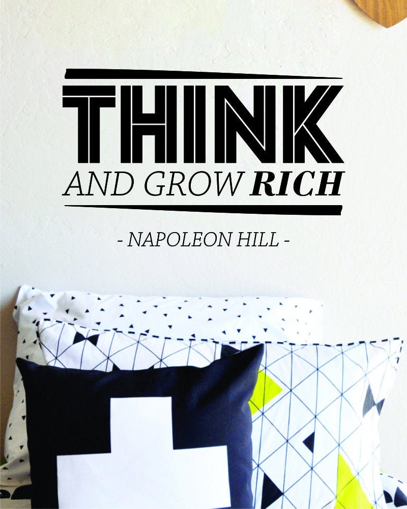 Think And Grow Rich Napoleon Hill Inspirational Stickers - Peel and Stick Inspirational Quotes - Inspirational Wall Art