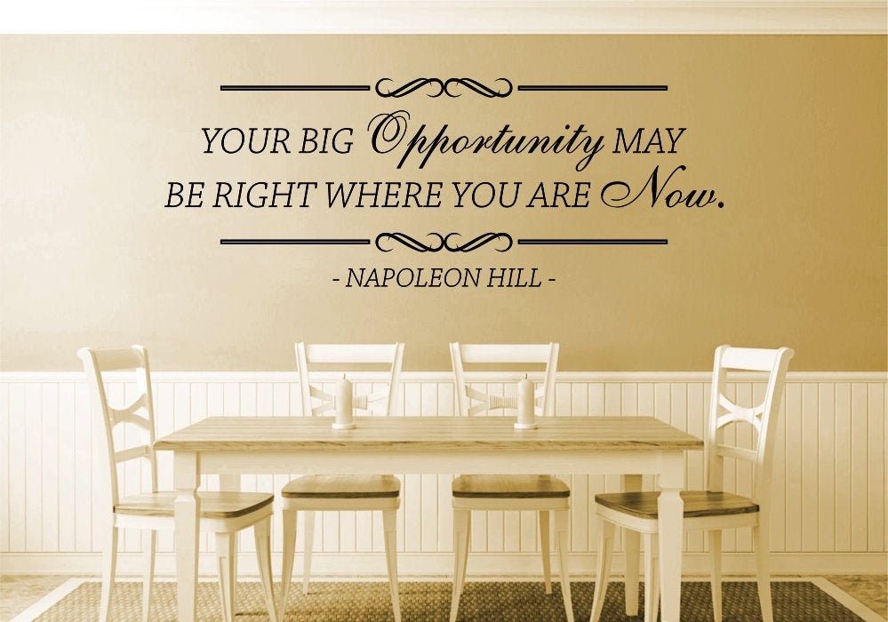 Your Big Opportunity Napoleon Hill Vinyl Decal Wall Sticker Decor Quote – Motivational Wall Murals