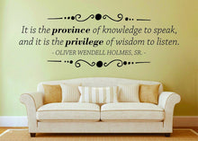 Load image into Gallery viewer, Oliver Wendell Holmes Sr Province Of Knowledge Vinyl Decal Wall Sticker Decor Quote – Motivational Wall Murals