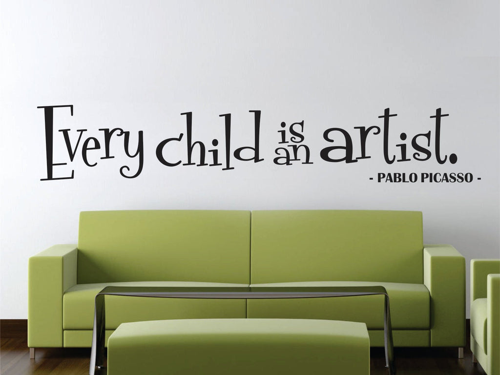 Picasso Every Child Is An Artist Wall Decal New Quote Design Vinyl Sticker Decor – Motivational Wall Murals